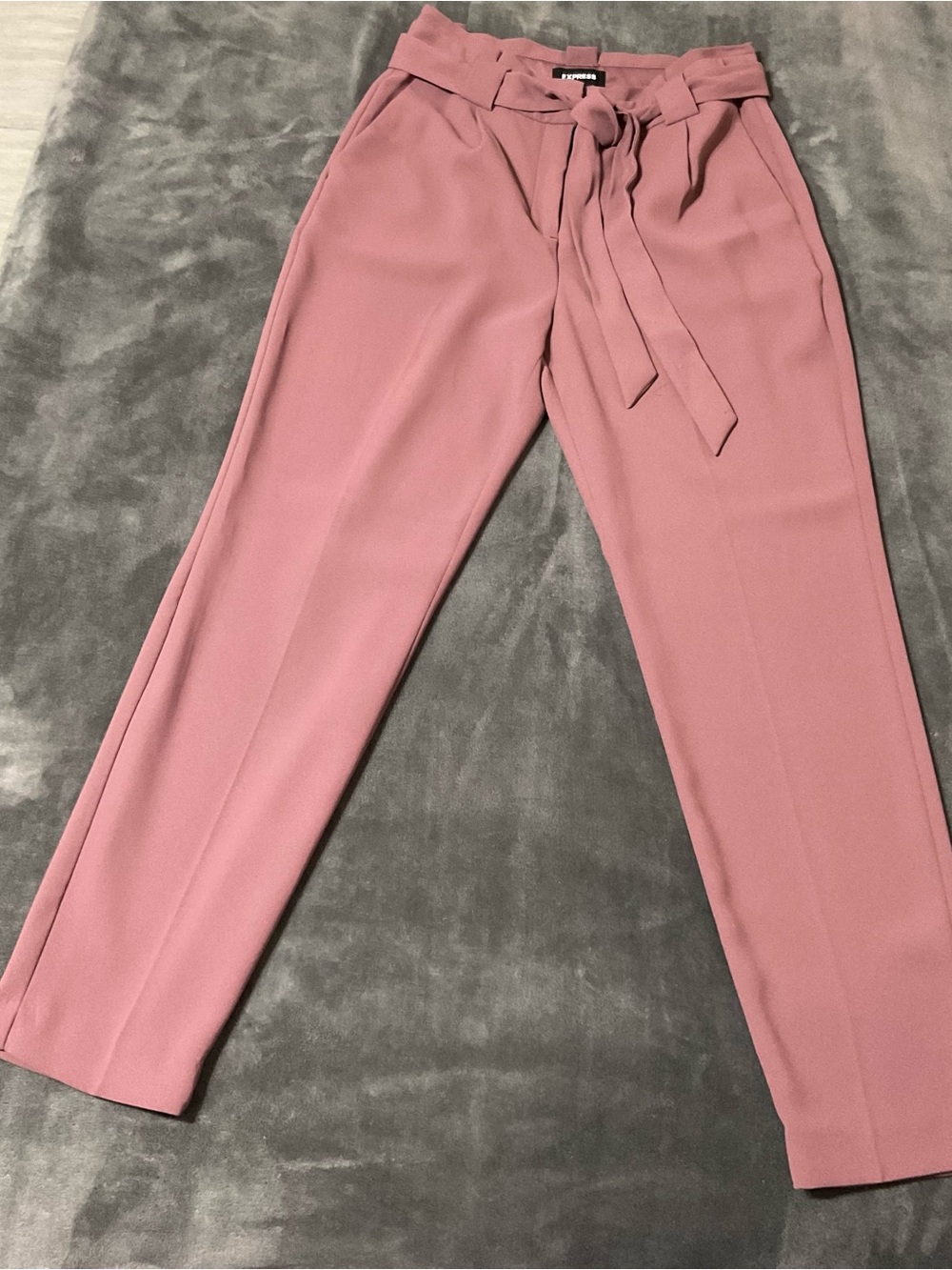 Express High-Rise Tie-Waist Pants - Rose mauve